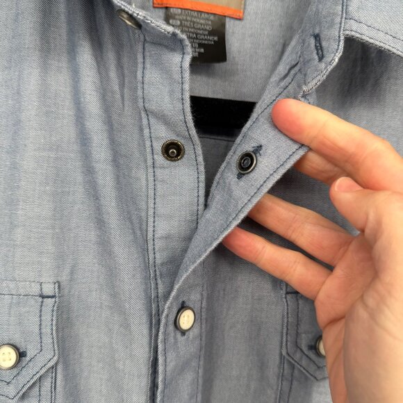 5.11 Tactical Mens Buckshot Chambray Shirt Size XL Blue Snap RAPIDraw Placket - Picture 2 of 13